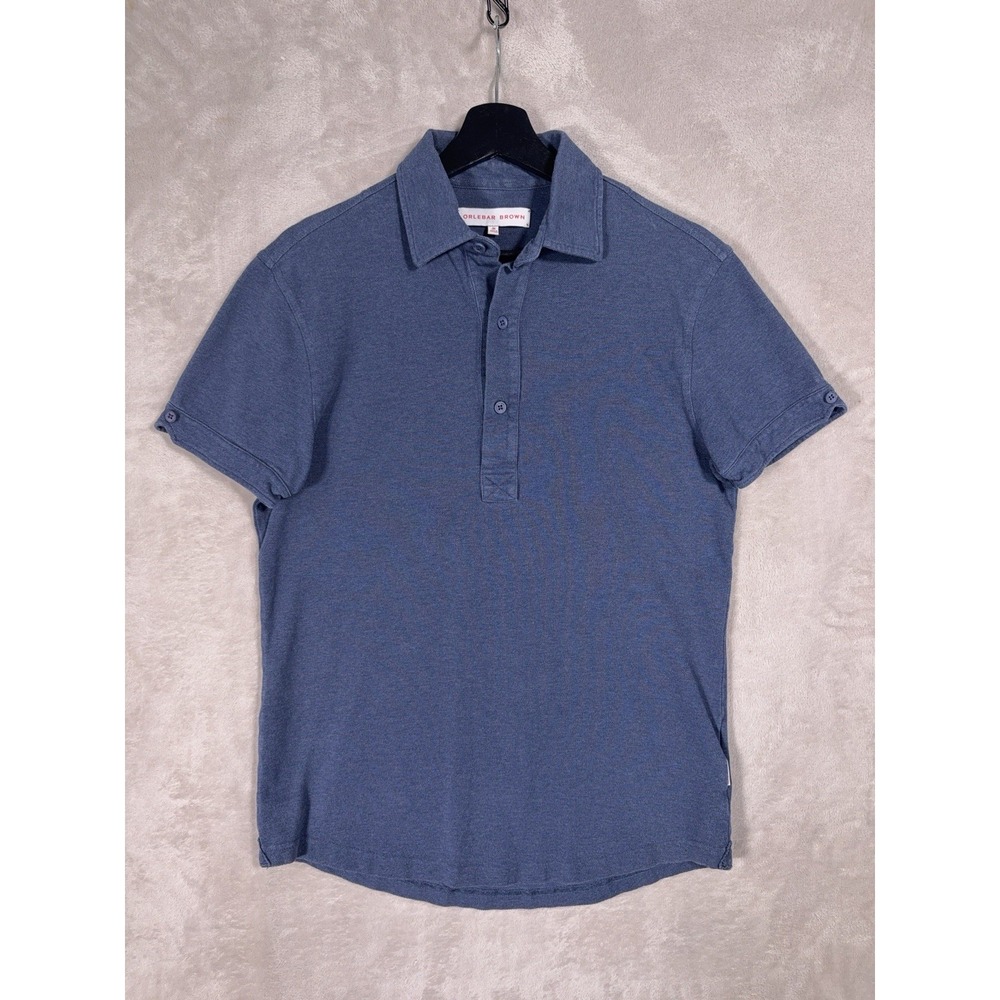 Orlebar Brown Sebastian Polo Shirt Mens Medium Blue Cotton Pique Resort Luxury